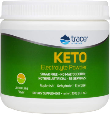 Trace Minerals | Keto Electrolyte Powder | Sugar Free, Full Spectrum | Avoid Dehydration & Muscle Cramps | Promotes Energy and Endurance | Gluten Free, Vegan | Lemon Lime | 55 Servings