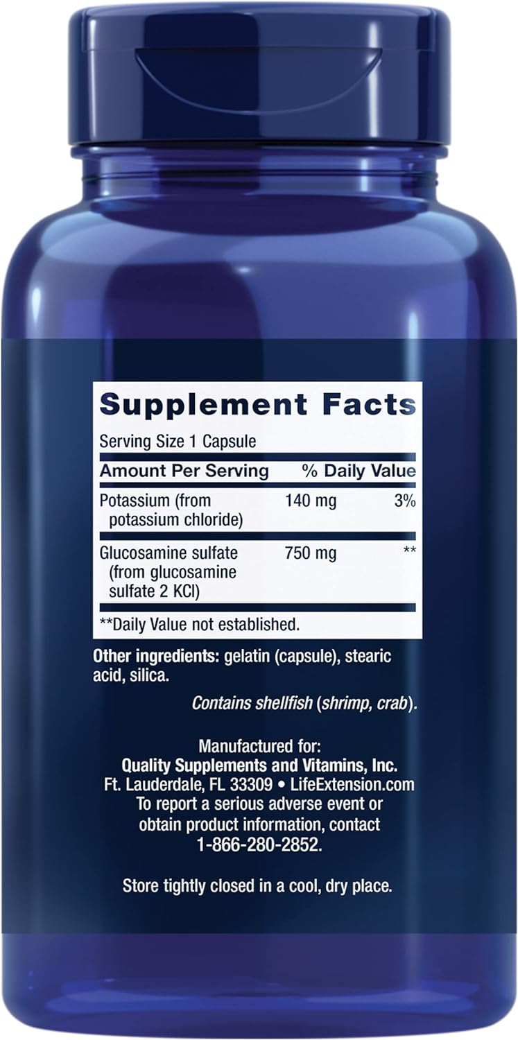 Life Extension Glucosamine Sulfate - Glucosamine Supplement for Knee Comfort & Joint Health Support - Non-GMO, Gluten-Free - 60 Capsules