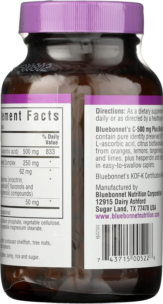 Bluebonnet Vitamin C 500 Mg Plus Bioflavonoids Caplets, 90 Count (743715005228)