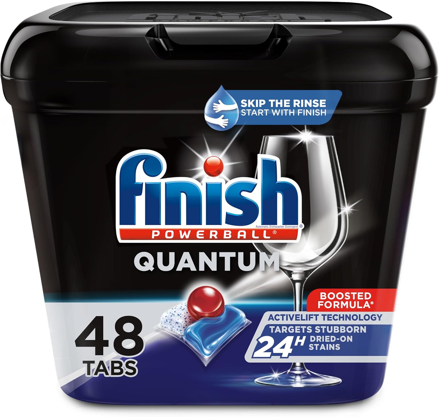 FINISH Quantum Powerball, Dishwasher Pods, Dishwasher Detergent Liquid, Dishwasher Soap, Advanced Clean & Shine, 48ct Dishwasher Tablets