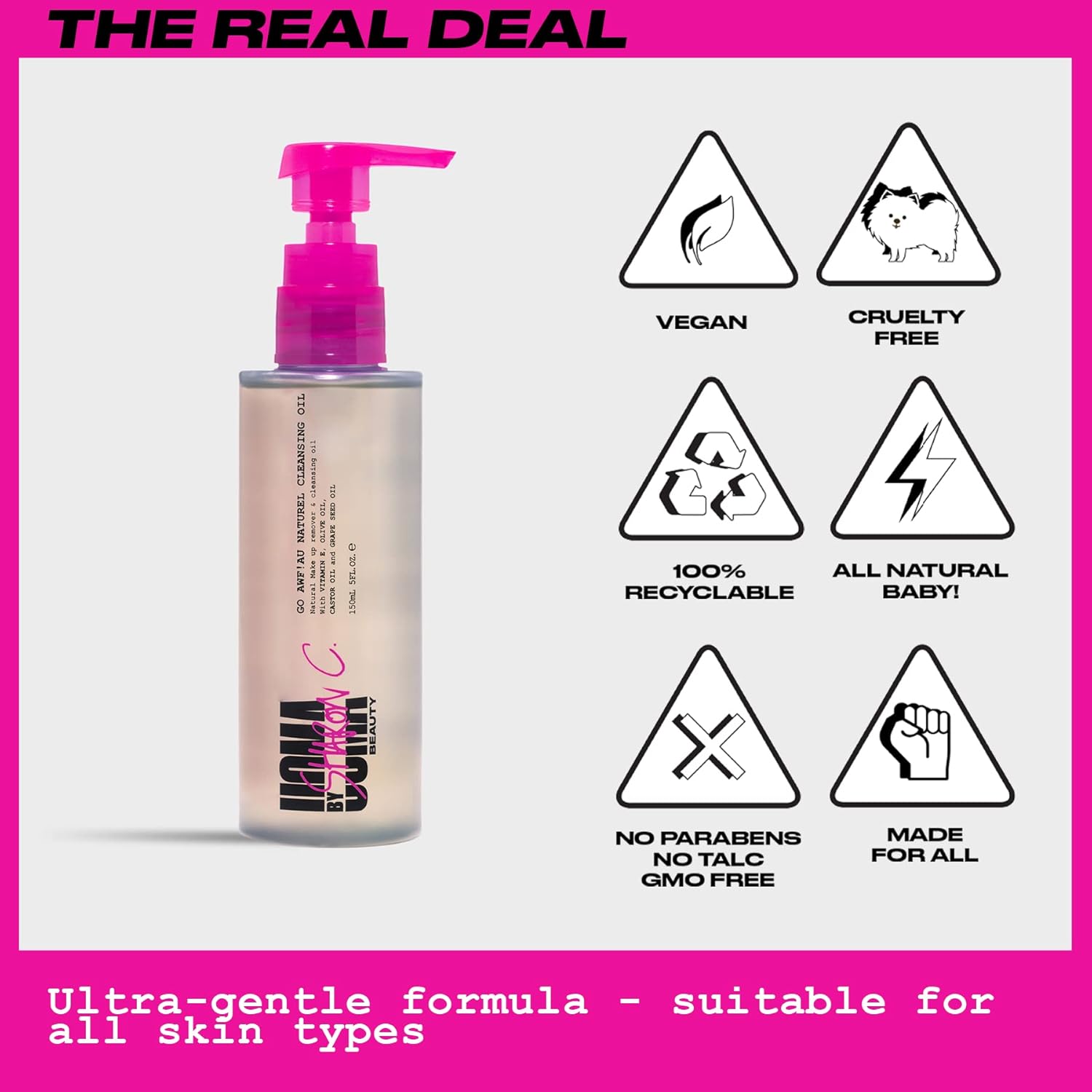 Uoma Cleansing Oil By Sharon C - Go Awf Au Naturel Cleansing Oil. Face Wash & Make Up Remover For All Skin Types, Hydrating Oil Cleanser With Natural Oils & Vitamin E. Vegan Skincare 150Ml : Beauty & Personal Care