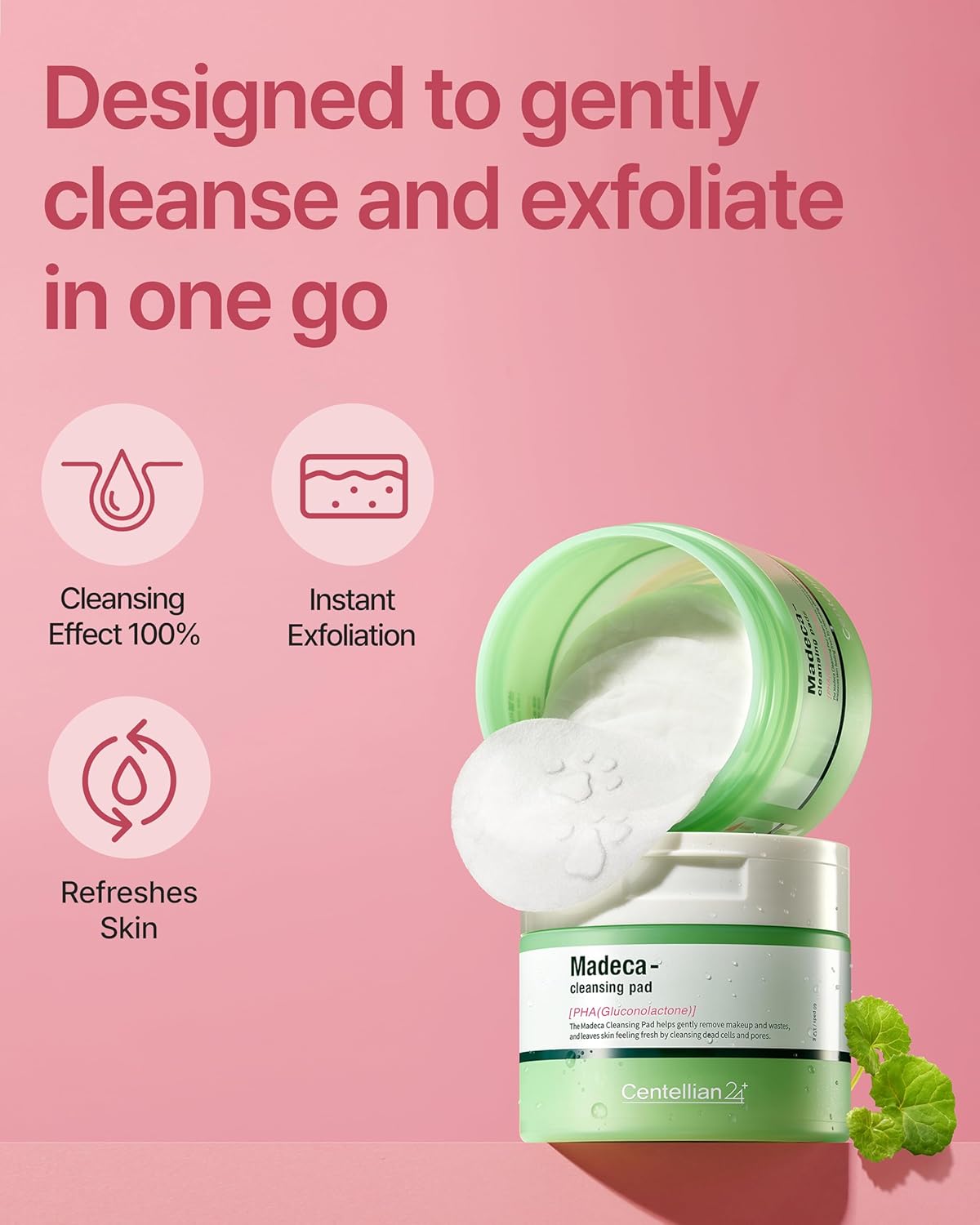 Centellian 24 Madeca Double Tightening Ampoule Pad (5.58Fl Oz X 60 Pcs) - Pore Minimizer, Hydrating & Exfoliating Pads For Smoother Skin Texture, Vegan Certified, Korean Skin Care