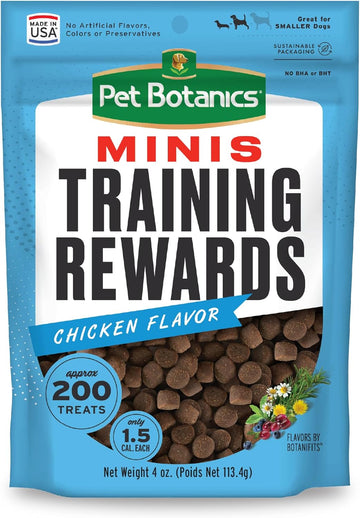 Pet Botanics 4 Oz. Pouch Training Rewards Mini Soft & Chewy, Chicken Flavor, With 200 Treats Per Bag, The Choice Of Top Trainers