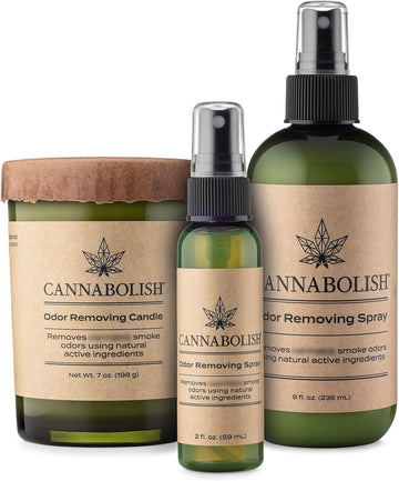 Cannabolish Wintergreen Smoke Odor Removing Set: Candle + Travel Spray + Home Spray