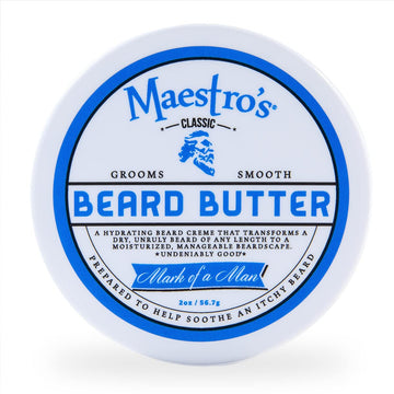 Maestro’S Classic Beard Butter | Anti-Itch, Extra Soothing, Hydrating Beard Creme For All Beard Types & Lengths- Unscented, 4 Ounce