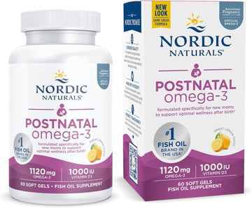 Nordic Naturals Postnatal Omega-3, Lemon - 60 Soft Gels - 1120 Total O