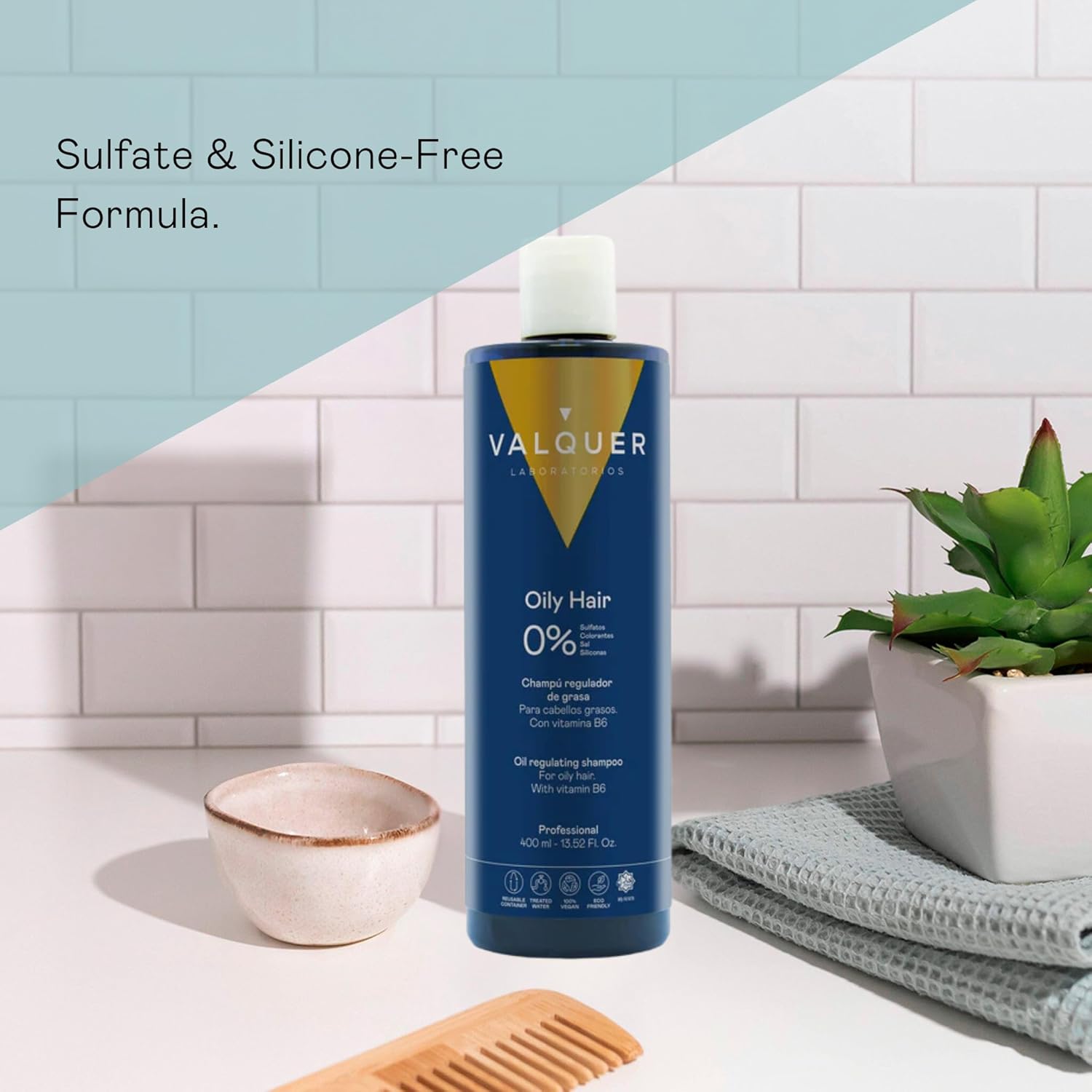 Valquer Shampoo For Oily Hair specially indicated to self-regulate hair oiliness. Formulated with Buchú leaves, Vitamin E & Panthenol. Zero% sulfates & salt. - 400ml : Amazon.co.uk: Beauty
