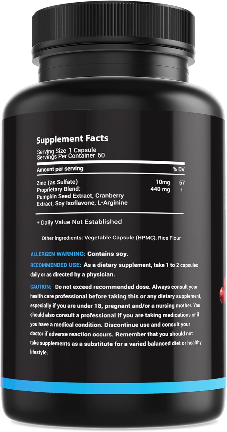 Bladder Control Supplement - Overactive Bladder Control Pills - Potent Blend Of Pumpkin Seed Oil, Cranberry Extract & Vitamin D3 - Urinary Tract Infection Treatment For Women & Men - Uti Relief - 60Ct