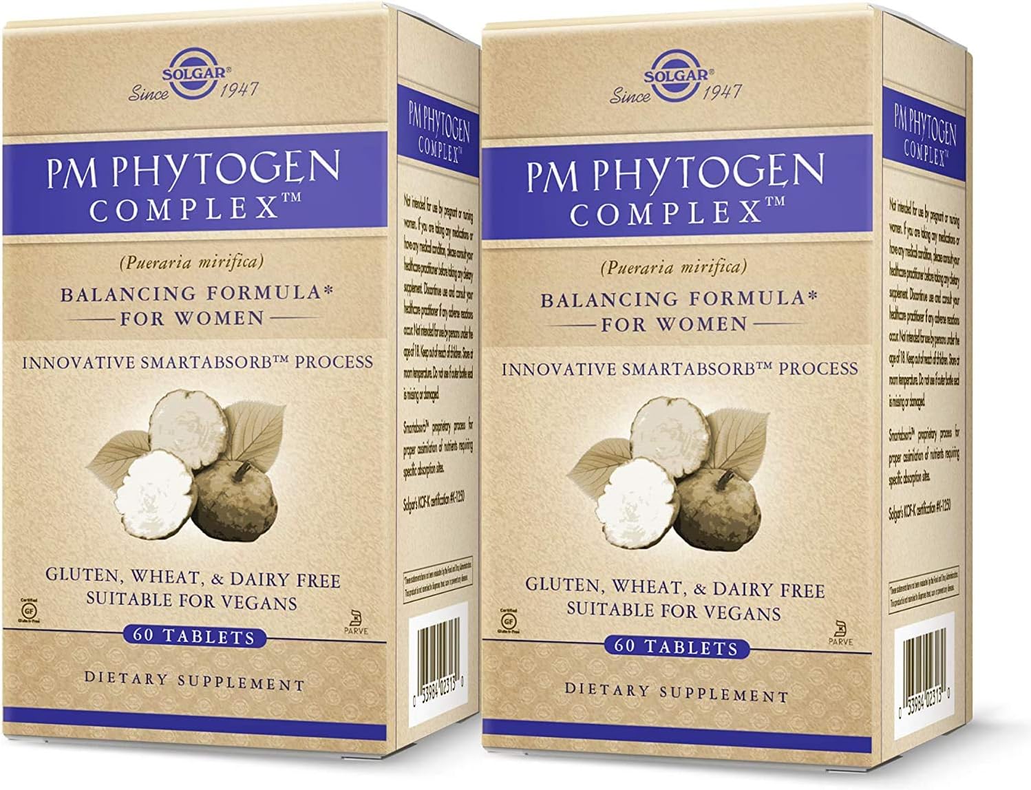 Solgar Pm Phytogen Complex, 60 Tablets - Pack Of 2 - Pueraria Mirifica - Balancing Formula For Women, Energy Metabolism, Nervous System Health - Vegan, Gluten & Dairy Free, Kosher - 120 Total Servings