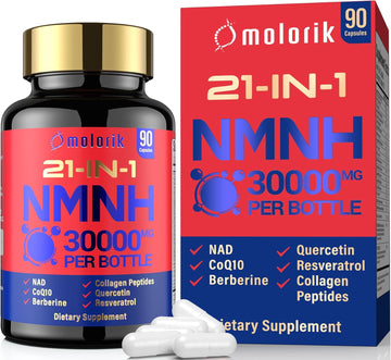 Nmnh Supplement, 21-In-1 Dihydronicotinamide Mononucleotide, 1000Mg Per Serving Nad+ Support, Gluten Free Supports Healthy Aging, Cellular Energy & Immune Health - 30 Servings