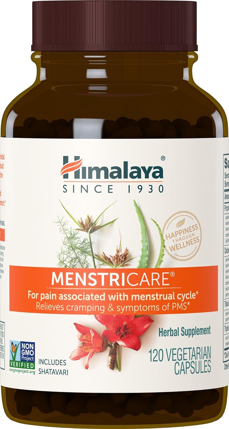 Himalaya MenstriCare for PMS, Menstrual Cramp Relief, Womens Health & Balanced Hormone Support, 800 mg, 120 Capsules