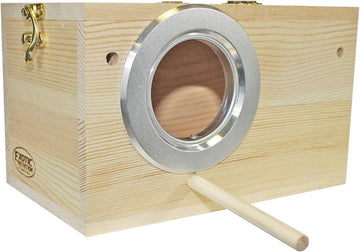 Sturdy Nest Box (S) - Cage Attachment, Hinged Lid, Perching Ledge - For Sugar Glider, Squirrel, Rat, Finch, Parakeet, Lovebird, Parrotlet, Lovebird, Canary, Cockatiel, Other Birds & Small Pets