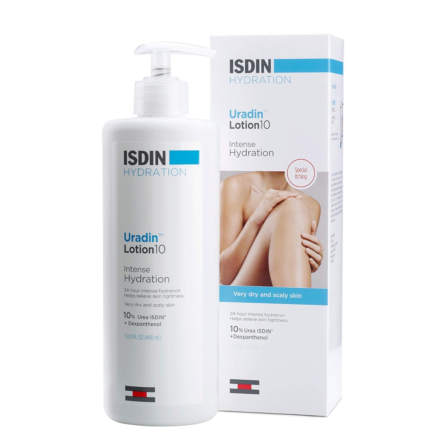 Isdin Body Lotion Uradin 10, 24-Hour Intense Hydration, Non-Greasy, Fast-Absorbing Moisturizer For Dry Or Very Dry Skin, Helps Relieve Itching Due To Dryness, 13.5 Fl. Oz