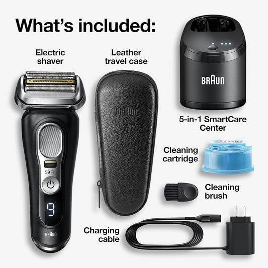 Braun Electric Razor,Waterproof Foil Shaver For Men,Series 9 Pro 9460Cc,Wet & Dry Shave,W/Prolift Beard Trimmer For Grooming,5-In-1 Cleaning & Charging Smartcare Center, Head Shavers For Bald Men