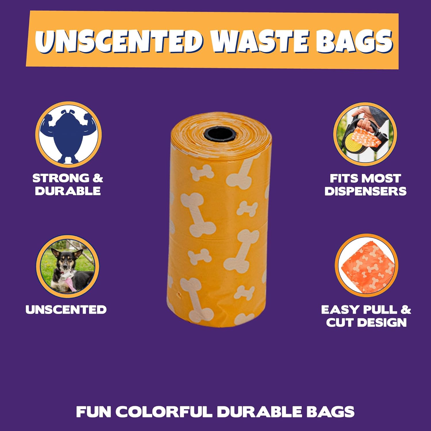 Pet Factory Logical Pet 4-Pack (60 Bags Each) Unscented Dog Waste Bags, Randomly Selected Color - Orange Print OR Purple Print, 4-Pack : Pet Supplies