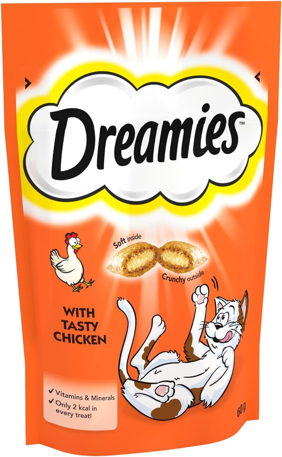 Dreamies Cat Treats, Tasty Snacks with Tempting Chicken, 8 Pouches of 60 g?228482