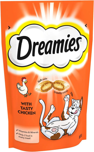 Dreamies Cat Treats, Tasty Snacks with Tempting Chicken, 8 Pouches of 60 g?228482