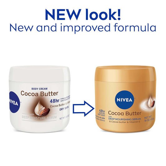 NIVEA Cocoa Butter Body Cream with Deep Nourishing Serum, Cocoa Butter Cream for Dry Skin, 16 Ounce Jar