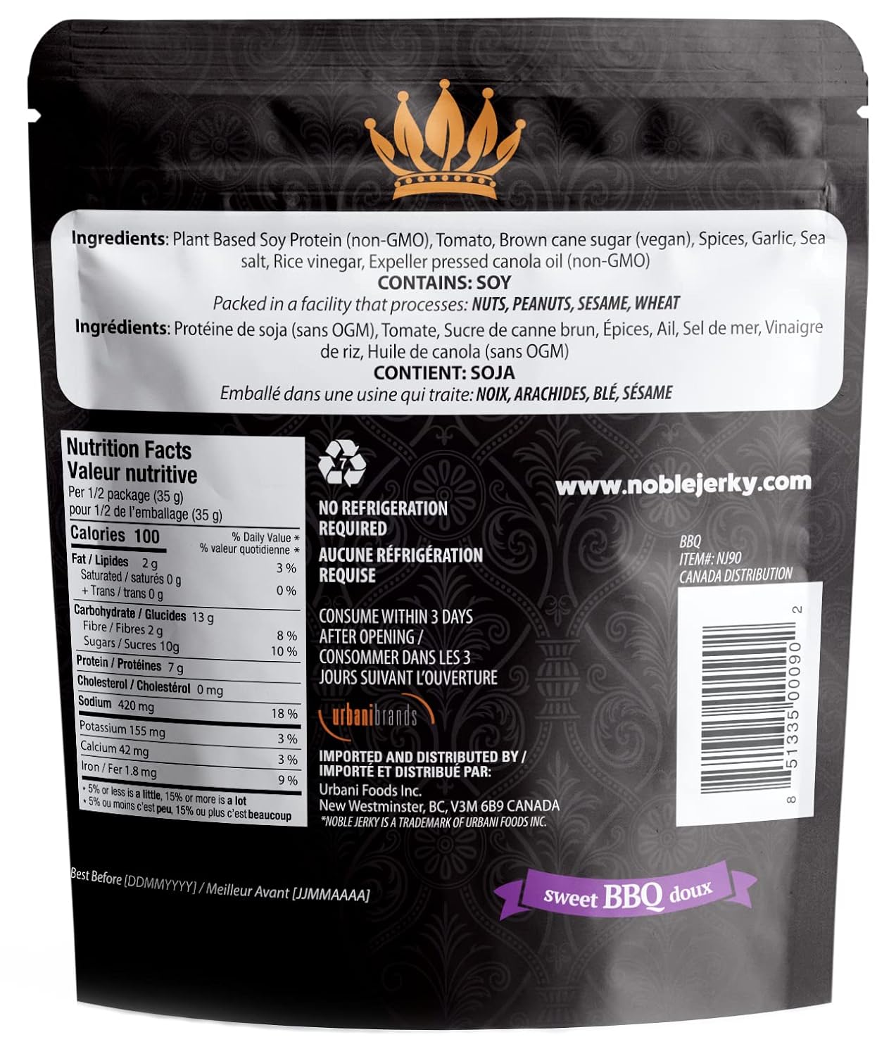Noble Jerky - Vegan, Vegetarian, Plant Based Snack, Non-Gmo (Chipotle, 12 Bags (70 Gram Bags)) : Grocery & Gourmet Food