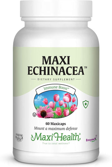 Maxi Health Echinacea - 4% Echinacosides Standardized Extract - Immune Boost - 60 Capsules - Kosher (Qech)