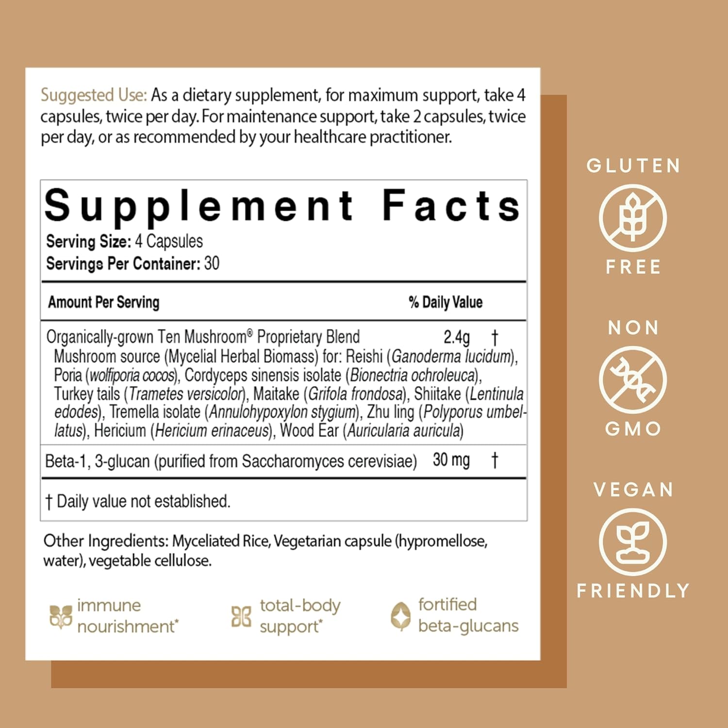 Econugenics Ten Mushroom Supplement: Daily Immune Support, 120 Capsules – Lion’S Mane, Reishi, Cordyceps, Turkey Tail, Maitake, Shiitake – Energy, Gut Health, Liver, Kidney & Nootropic Brain Support