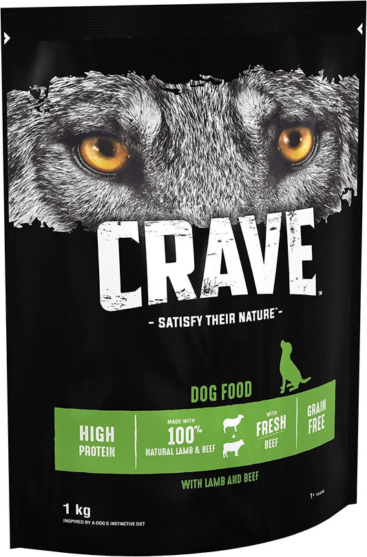 Crave Dry Dog Food with Lamb and Beef – High Protein and Grain-Free – 1 kg (Pack of 4)?424963