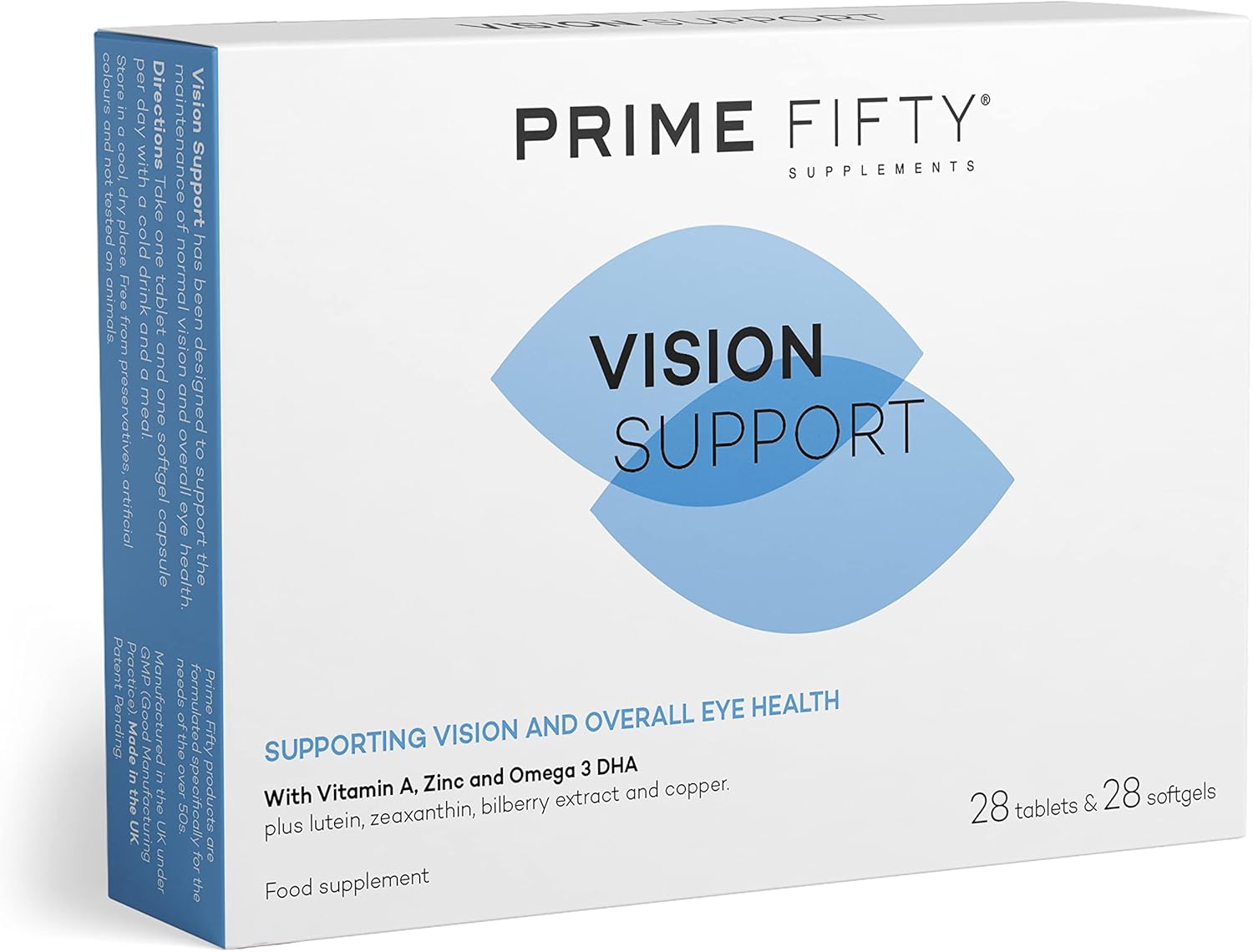 Prime Fifty Vision Support Eye Vitamins – Lutein & Zeaxanthin Supplement with Vitamin A, Zinc & Omega 3 DHA – Eye Care Lutein Supplement to Support Vision for Over 50s : Amazon.co.uk: Health & Personal Care