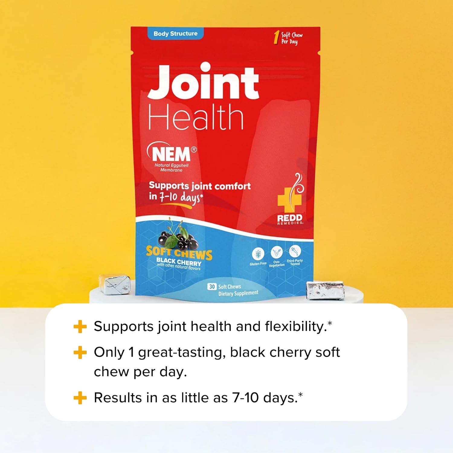 Redd Remedies, Joint Health Original, Helps Strengthen Connective Tissue And Cartilage, Black Cherry Flavor, 30 Soft Chews : Health & Household