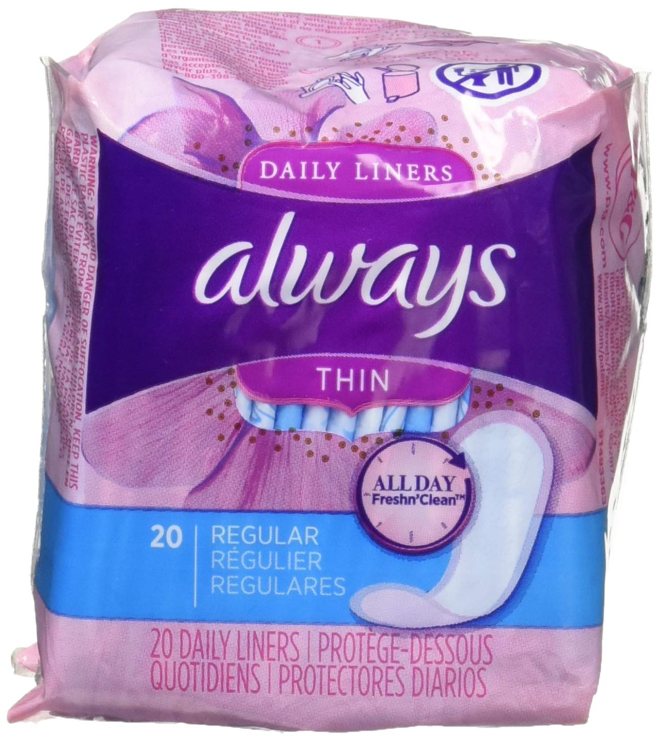 Always Incredibly Thin: 16 Pack of 20 Regular Liners