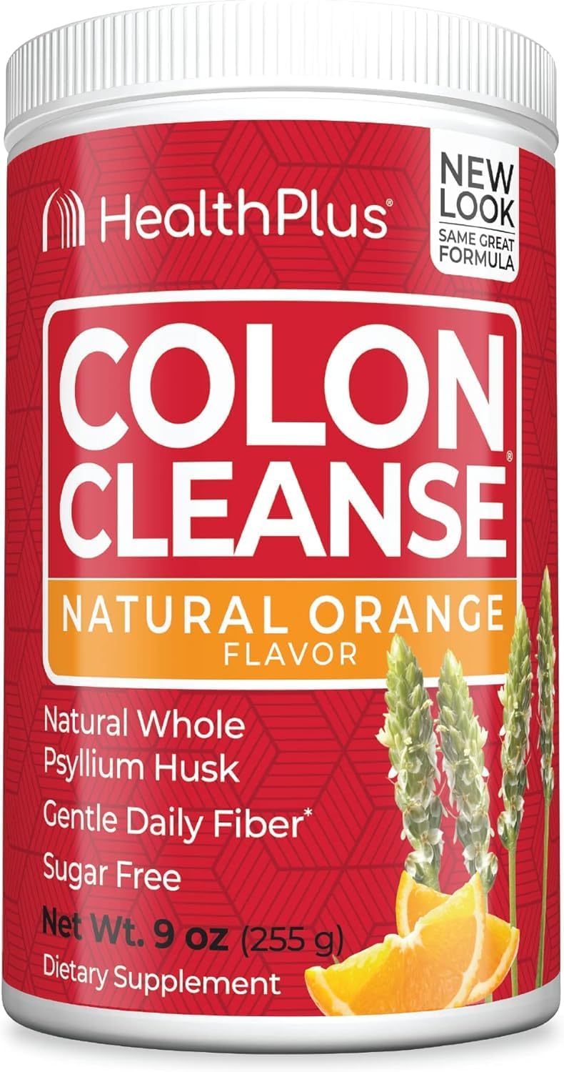 Health Plus Colon Cleanse Digestive Support | Natural Sweetener without Artificial Flavors | Daily Fiber for Toxin Elimination To Reduce Bloating | Orange Flavor | 9 Ounces, 36 Servings