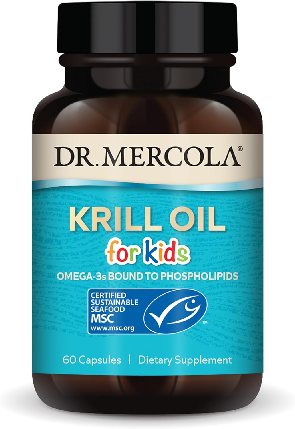 Dr. Mercola Krill Oil For Kids, 30 Servings (60 Capsules), Dietary Supplement, Omega-3S Bound To Phospholipids, Non-Gmo, Msc Certified