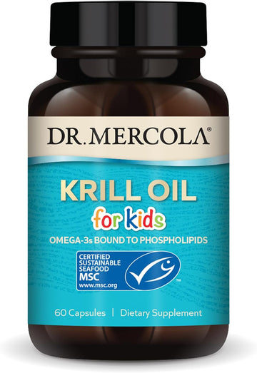 Dr. Mercola Krill Oil For Kids, 30 Servings (60 Capsules), Dietary Supplement, Omega-3S Bound To Phospholipids, Non-Gmo, Msc Certified