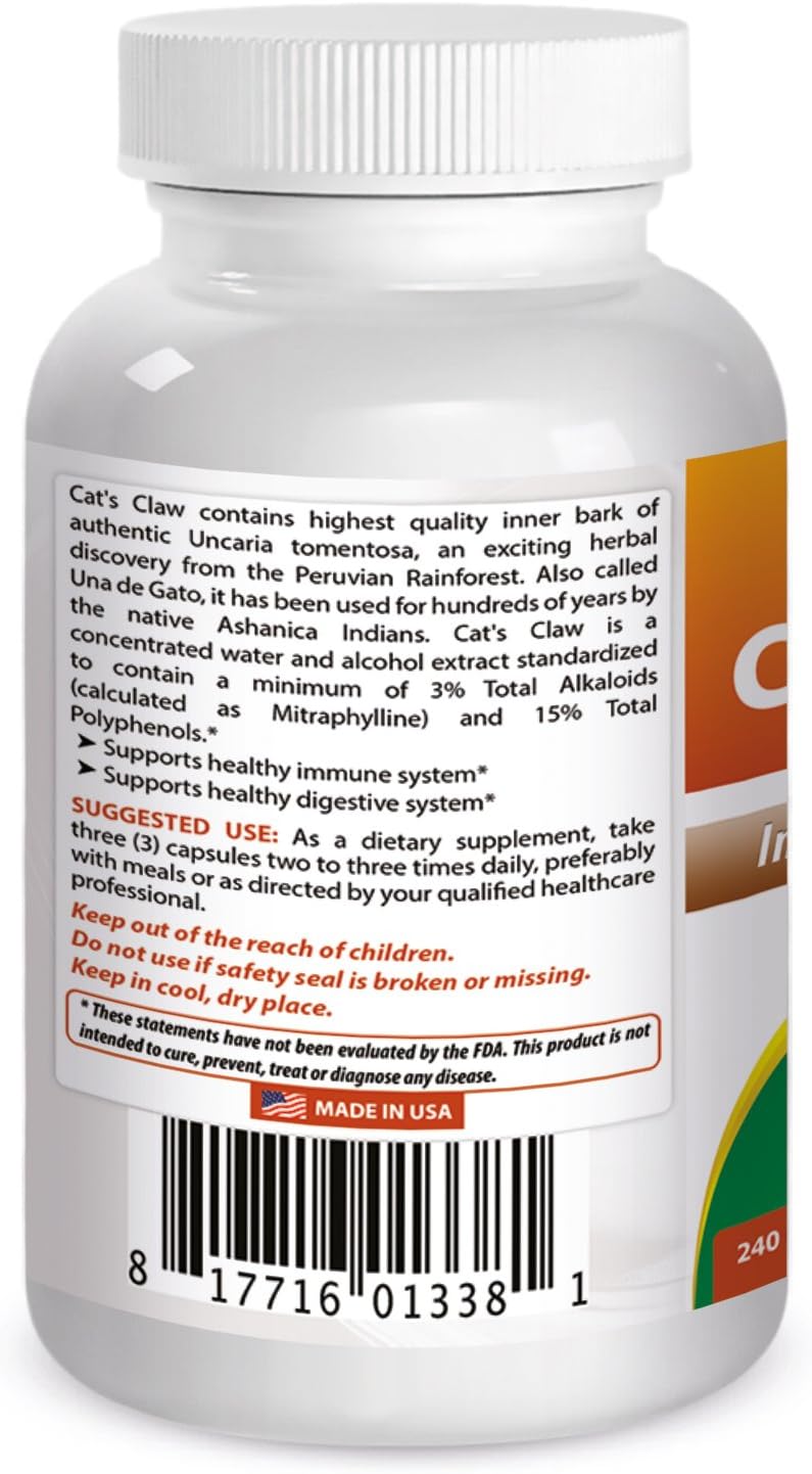Best Naturals Cat'S Claw Capsule, 500 Mg, 240 Count : Health & Household