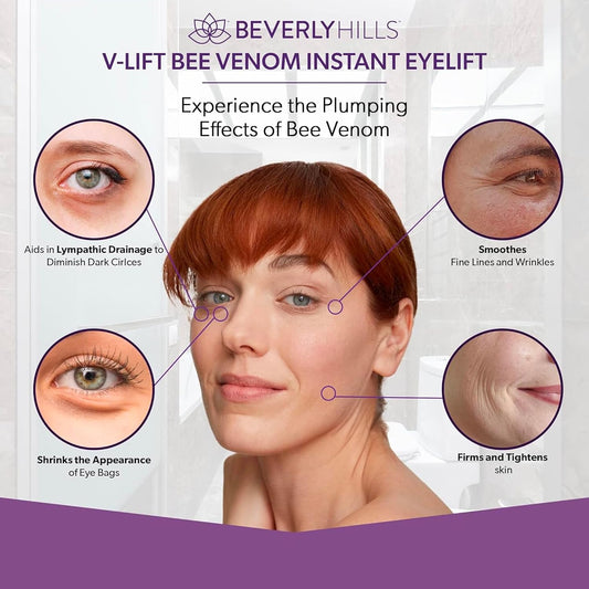 Beverly Hills V-Lift Instant Eye Lift And Eye Tuck Bee Venom Serum For Puffy Eyes, Dark Circles, Wrinkles, And Under Eye Bags Treatment For Women And Men | 30Ml (120 Day Supply)