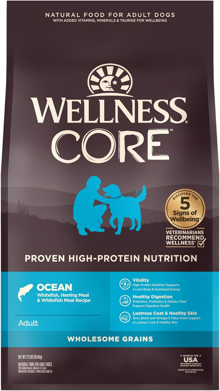 Wellness Core Wholesome Grains Ocean Recipe, 22 Pound Bag