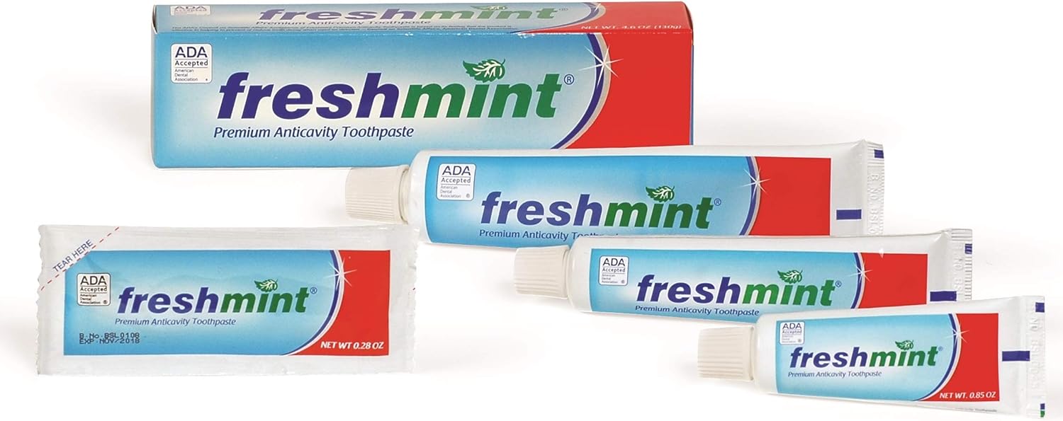 Freshmint® 1,000 Packets of 0.28 oz. Single use Premium Anticavity Fluoride Toothpaste Packet (ADA Accepted) : Health & Household