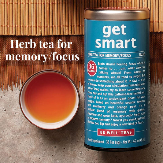 The Republic Of Tea Be Well Teas No. 16, Get Smart Herbal Tea For Memory/Focus, Refill Pack Of 250 Tea Bags