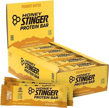 Honey Stinger Protein Bar | Peanut Butta | Protein Packed Food For Exercise, Endurance And Performance | Sports Nutrition Snack For Home & Gym, Post Workout | Box Of 15