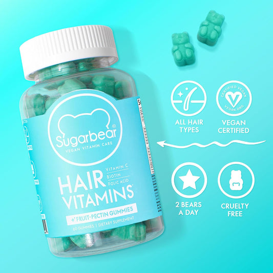 SugarBear Vitamins (Beauty Bears) Vegan Hair Gummy with Biotin, Vitami