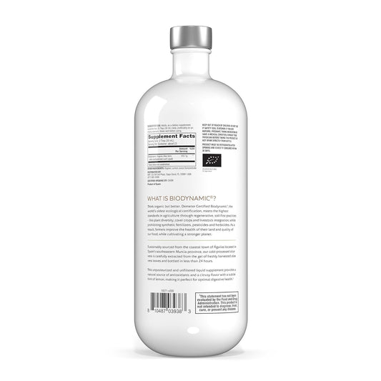 Solspring Biodynamic Organic Aloe Vera Juice With Lemon, 23.6 Fl. Oz. (700 Ml), Unpasteurized, Certified Usda Organic, Regenerative, Non-Gmo, Gluten Free, Soy Free, Dr. Mercola