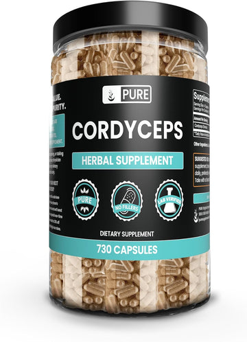 Pure Original Ingredients Cordyceps (730 Capsules) No Magnesium Or Rice Fillers, Always Pure, Lab Verified