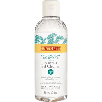 Burt's Bees Natural Acne Solutions Purifying Gel Cleanser, Salicylic Acid Acne Treatment with Soothing Cica, 98% Natural Origin, 5 Fluid Ounces (Package May Vary)