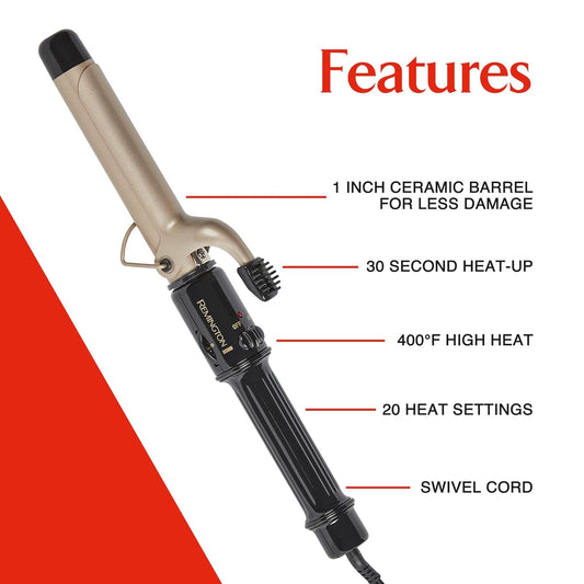 Remington Style Therapy 1” Curling Iron, Lasting Curls