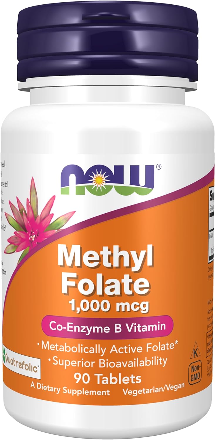 Now Foods Supplements, Methyl Folate 1,000 Mcg, Metabolically Active Folate*, Co-Enzyme B Vitamin, 90 Tablets