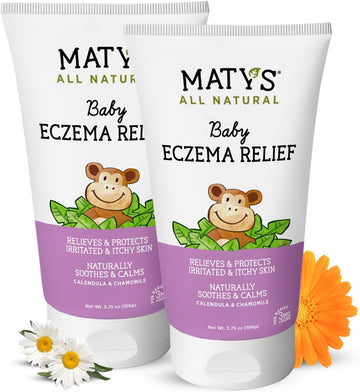 Matys Baby Eczema Relief Cream, Relieves & Protects Dry Itchy Sensitive Skin From Flare Ups, Steroid Free, Safe For Kids & Babies 3 Months + With Calendula, Lavender, & Chamomile, 2 Pack, 3.75 Oz Each