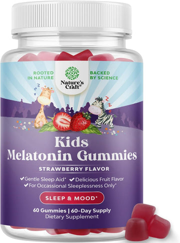 Melatonin Gummies For Kids Sleep Support - Hassle-Free Kids Melatonin Gummies For Mood Support - Delicious And Tummy Friendly Gummy Melatonin 1 Mg For Little Ones - Non-Gmo Gluten Free And Halal