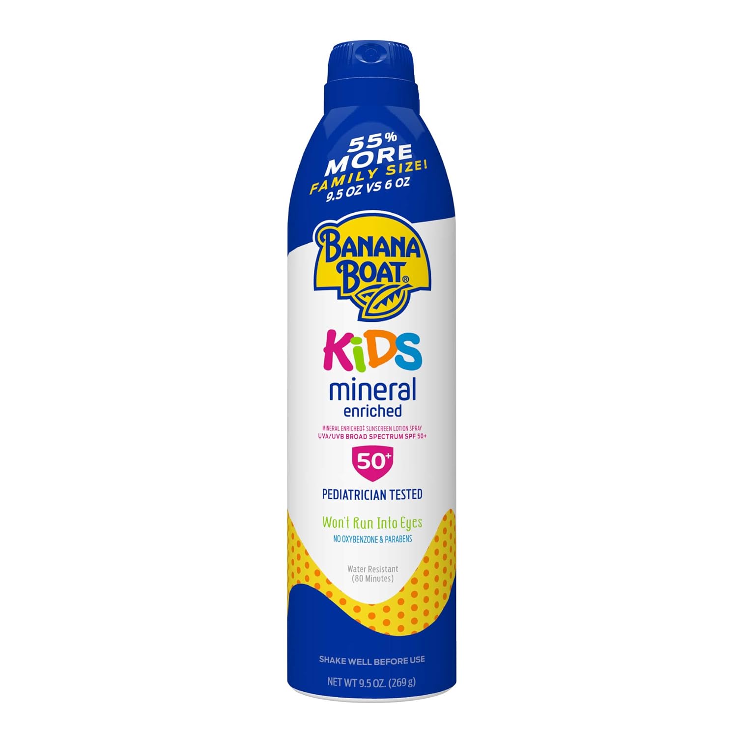 Banana Boat Kids Mineral Enriched, Broad Spectrum Sunscreen, SPF 50+, Pack of 1, 9.5 oz