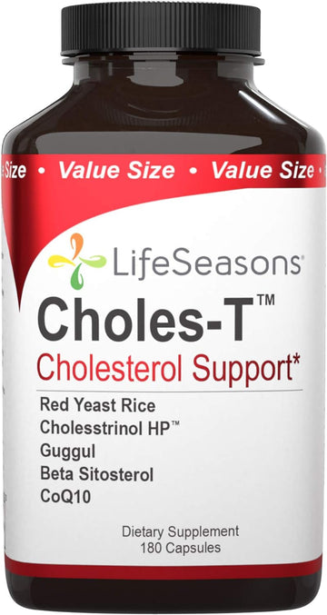LifeSeasons - Choles-T - Cholesterol Support Supplement - Promotes Healthy Heart & Liver Function - Maintains Normal Levels - Red Yeast Rice, CoQ10, Guggul & Phytosterols - 180 Capsules