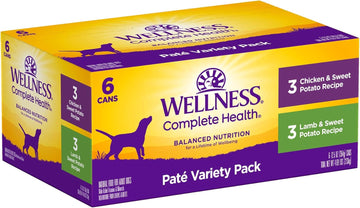 Wellness Wet Canned Dog Food, Pate Variety Pack, 12.5 Ounce Can (Pack Of 6)