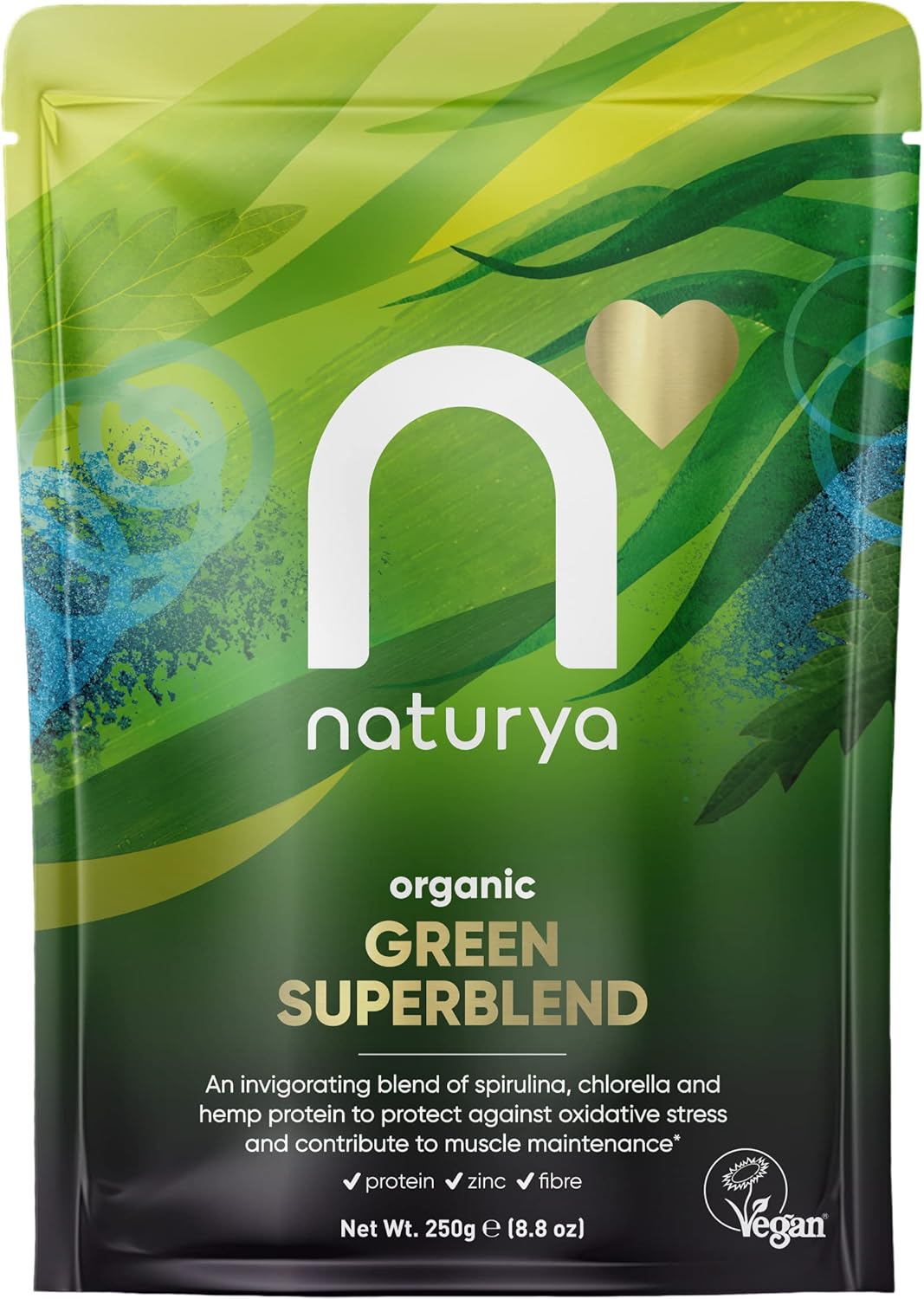 Naturya Organic Green Superblend, 250G, Alkalising Superfood Blend For Smoothies